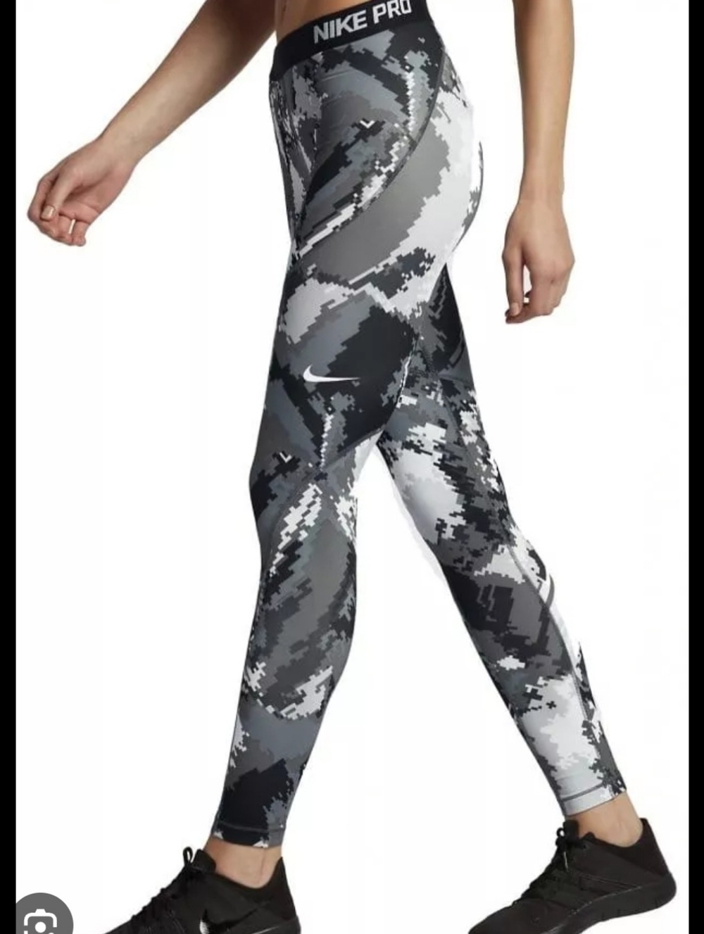 Nike Pro Women's Grey Camo Compression Leggings Size Medium